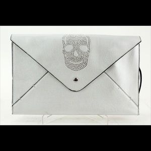 Kimberley Model Soho silver tone envelope clutch